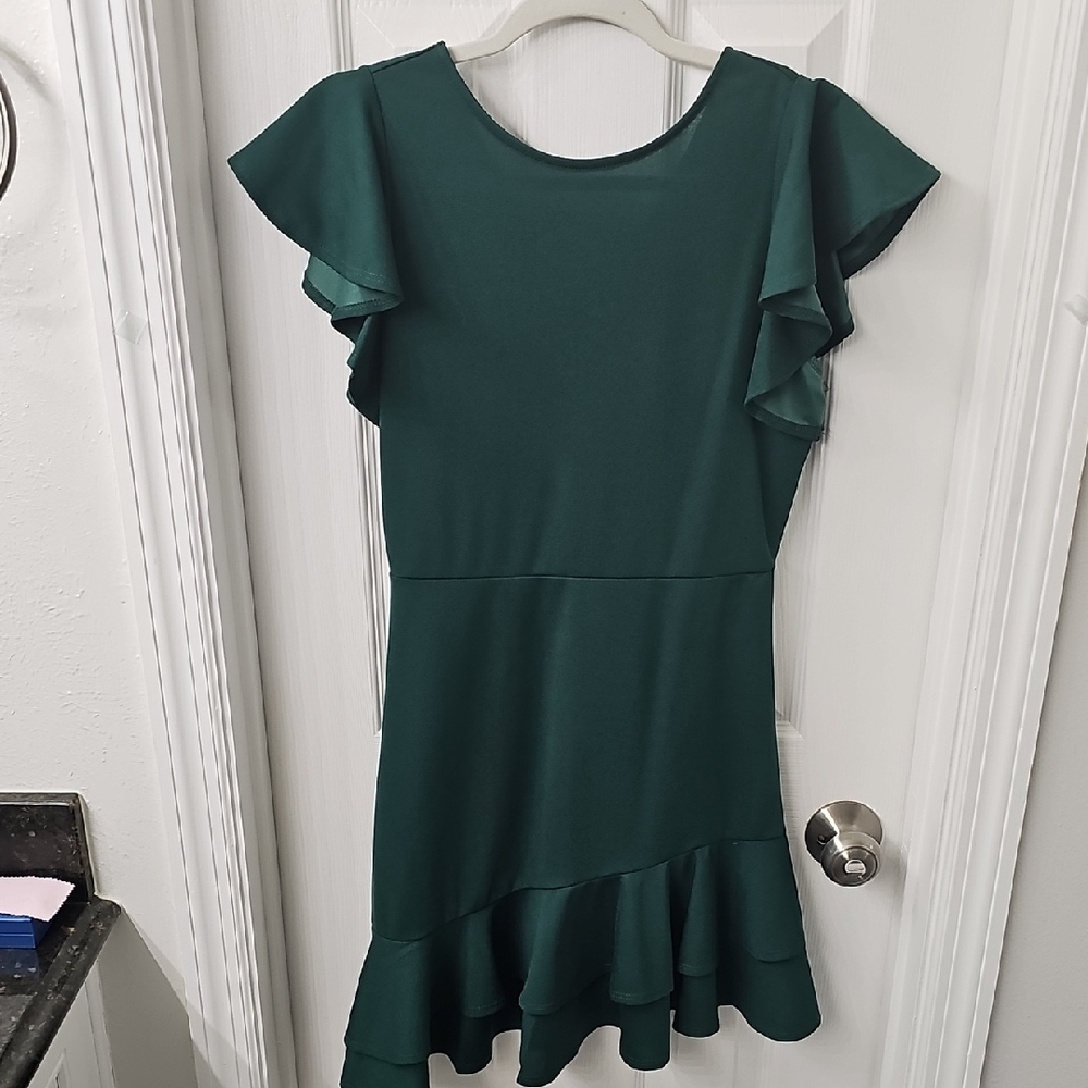 Elegant Green Ruffle Dress